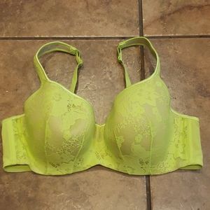 Cacique lime green lace underwire bra 44c